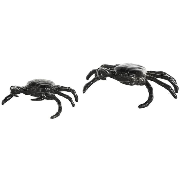 Litton Lane Black Aluminum Metal Crab Sculpture (Set of 2)
