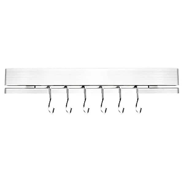 12 in. Stainless Steel Magnetic Knife Strip Wall-Mount Knife Storage with Hooks, Dual Install, Heavy-Duty Magnet