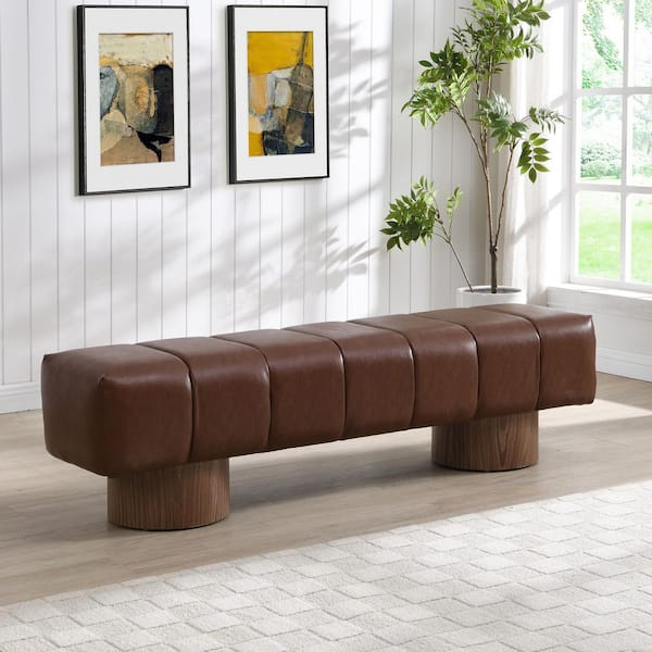 CHRISTOPHER KNIGHT HOME Bronx Modern PU Leather Uphosltered Entryway Ottoman Bedroom Bench, Brown