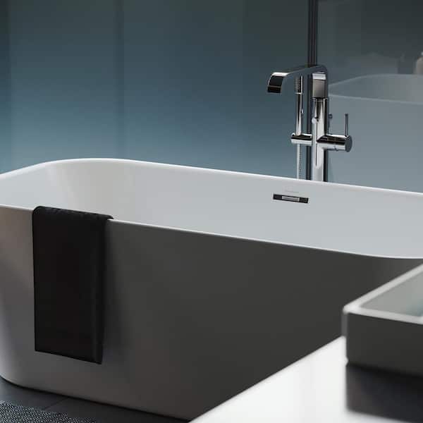 Concorde 67 in. Acrylic Flat Bottom Non-Whirlpool Freestanding Rectangular Soaking Bathtub in White