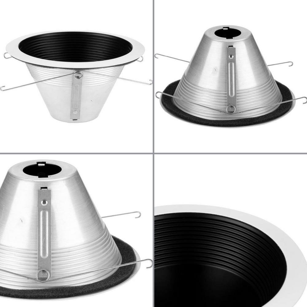Black Aluminum 6-Inch Recessed Step Baffle Trim for Shallow Housing