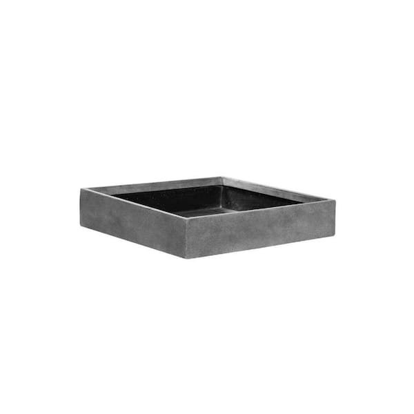 PotteryPots 19.69 in. W x 19.69 in. L Medium Square Grey Fiberstone Jack Planter, Living Room Plant Pot, Modern Garden Decor