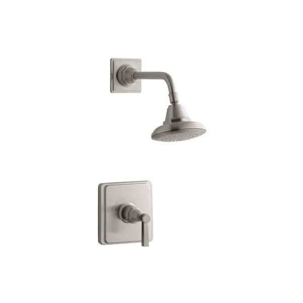 KOHLER Pinstripe 1-Spray 6.7 in. Single Wall Mount Fixed Shower Head in Vibrant Brushed Nickel