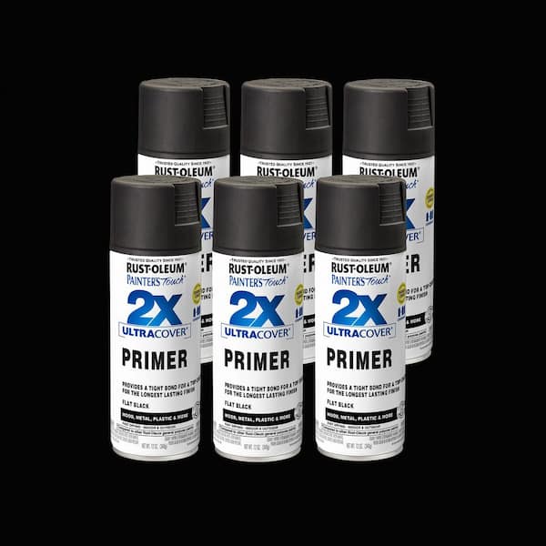 12 oz. Black Flat Primer General Purpose Spray Paint (6-Pack)