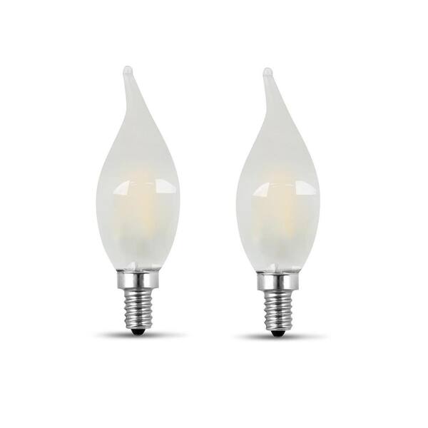 2 FEIT Electric 40-Watt Dimmable CA10 Frosted White LED Bulbs w//Candeabra Base