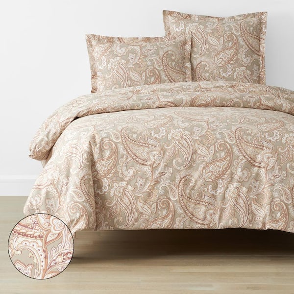The Company Store Company Cotton Vintage Paisley Blush Full Cotton Percale Duvet Cover