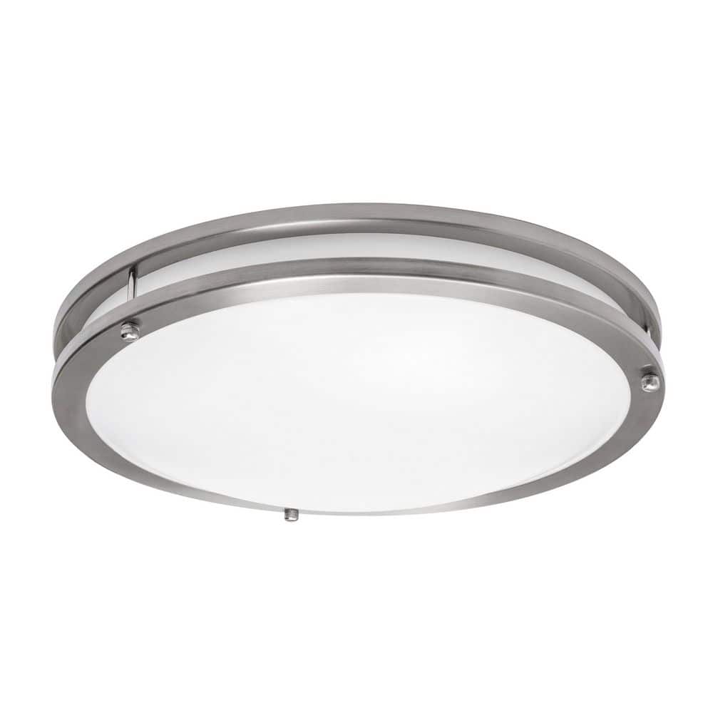 Carlisle 14 in. Satin Nickel Integrated LED Flush Mount with White Acrylic Shade price history on PriceWatchPro