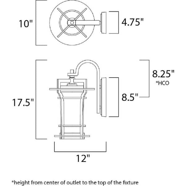 Oakville 10 in. W 1-Light Black Oxide Outdoor Wall Lantern Sconce