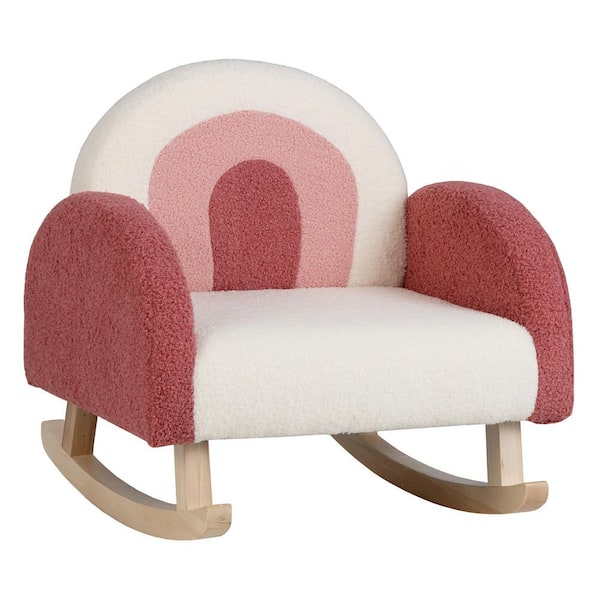Costway Kids Rocking Chair Children Armchair Velvet Upholstered Sofa In Red