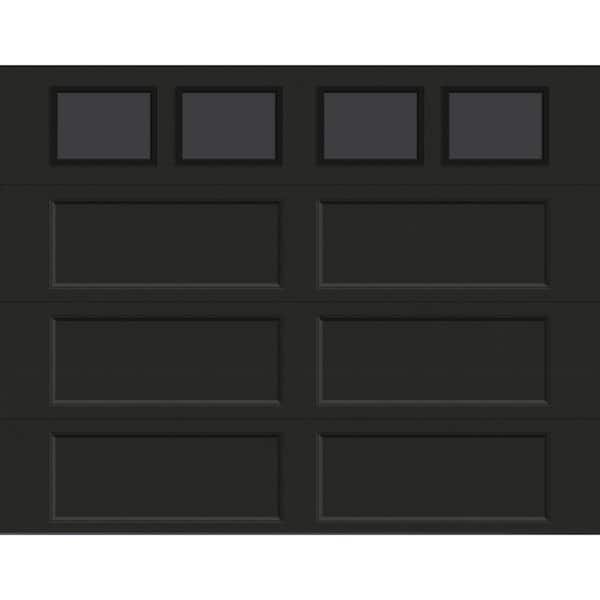 Clopay Bridgeport Steel Extended Panel 9 ft. x 7 ft. Insulated 12.9 R-Value Black Garage Door with Plain Windows