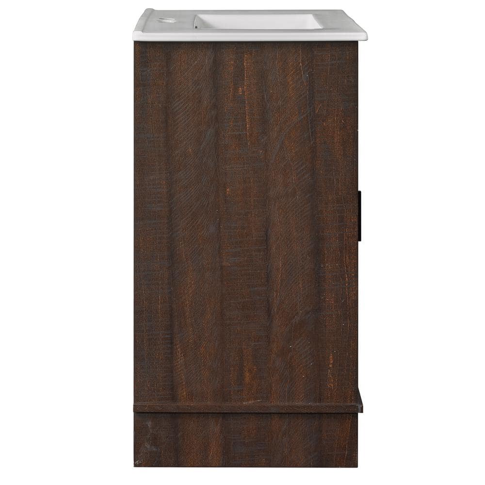 Antique Brown Cherry 30" Farmhouse Sliding Barn Door Bathroom Vanity