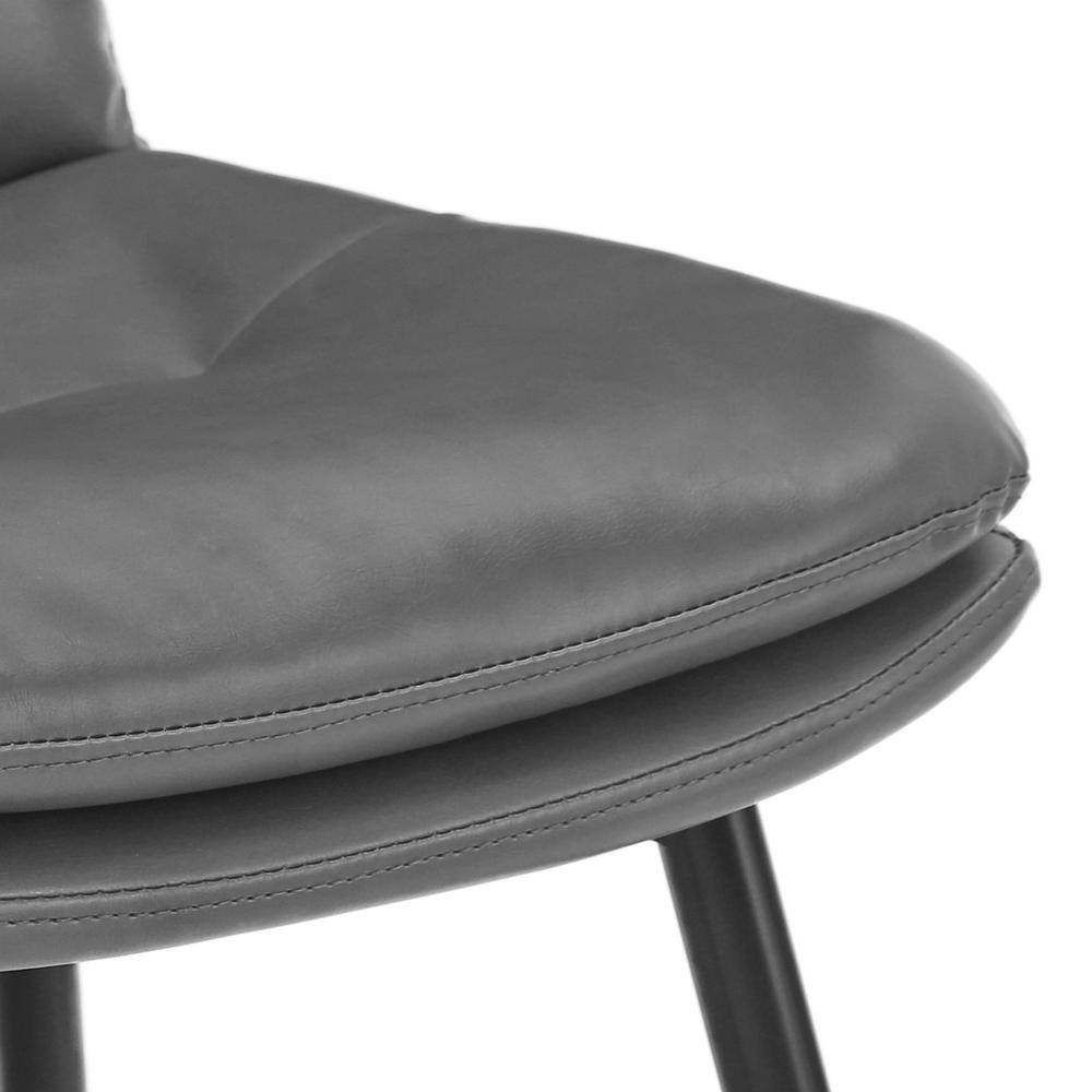 Gray Faux Leather Upholstered Counter Stools with Metal Frame, Set of 3