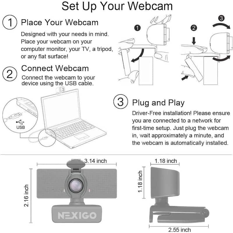 1080P USB Webcam with Microphone in Black (1-Pack)