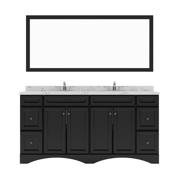 Virtu USA Talisa 72 in. W x 22 in. D x 37 in. H Double Sink Bath Vanity in Espresso with Quartz Top and Mirror