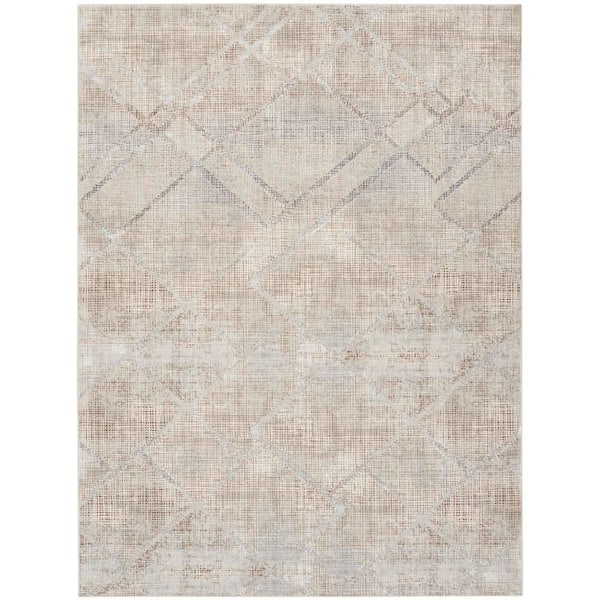 Nourison Iliana Grey Mocha 8 ft. x 10 ft. Diamond Contemporary Area Rug