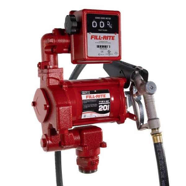 FILL-RITE 115-Volt 1/3 HP 20 GPM Fuel Transfer Pump With Discharge Hose Manual Nozzle and Mechanical Gallon Meter