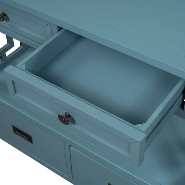 JASMODER 16.93 in. Light Blue Rectangle Particle Board End Table