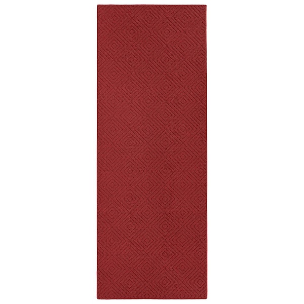 Brentwood Jasmine 3 ft. x 8 ft. Chili Red Geometric Runner Rug