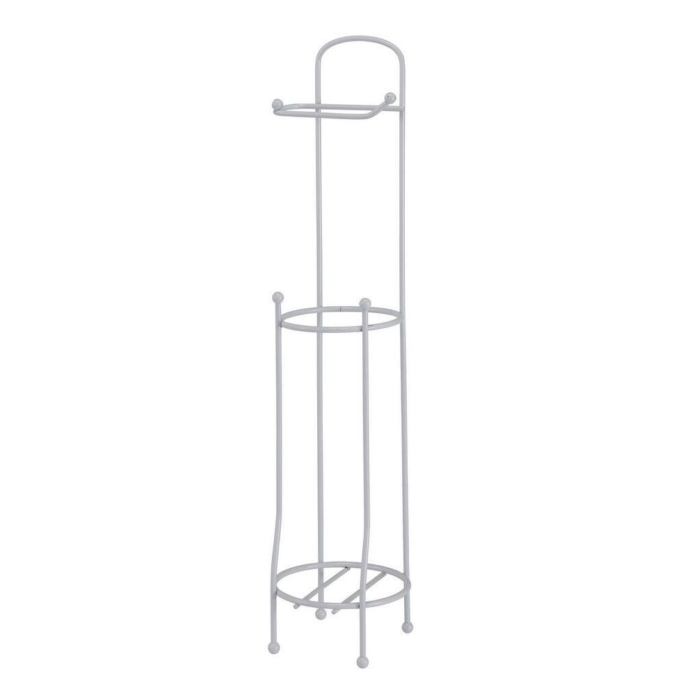 White Non-Rusting Freestanding Toilet Paper Holder and Dispenser