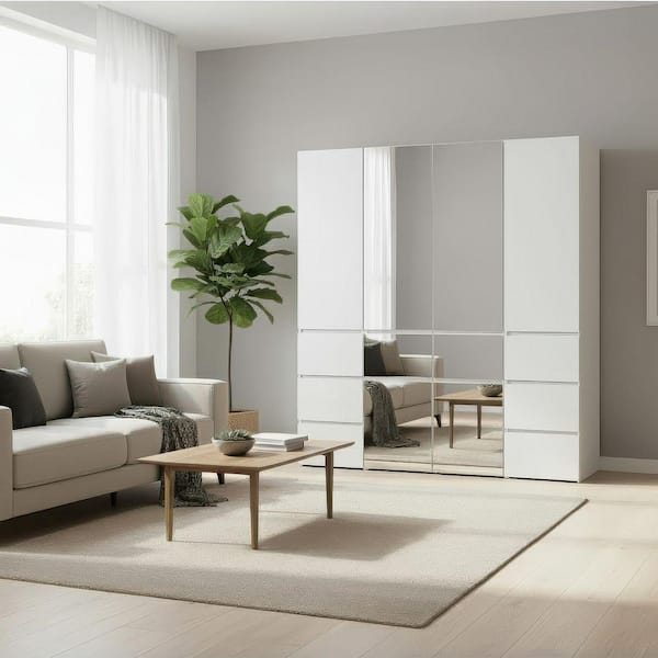 Klair Living Elise Collection-64 in. W White Modular Slim 8-Drawer