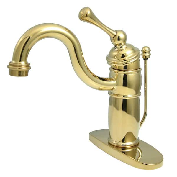 Kingston Brass Victorian Single Hole 1-Handle Mid-Arc Bathroom Faucet in Polished Brass