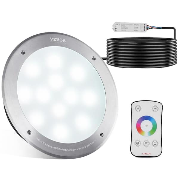 VEVOR 12-Volt LED Pool Light 10 in. 40-Watt RGBW Color Changing Inground Swimming Pool Spa Light Underwater Remote Control