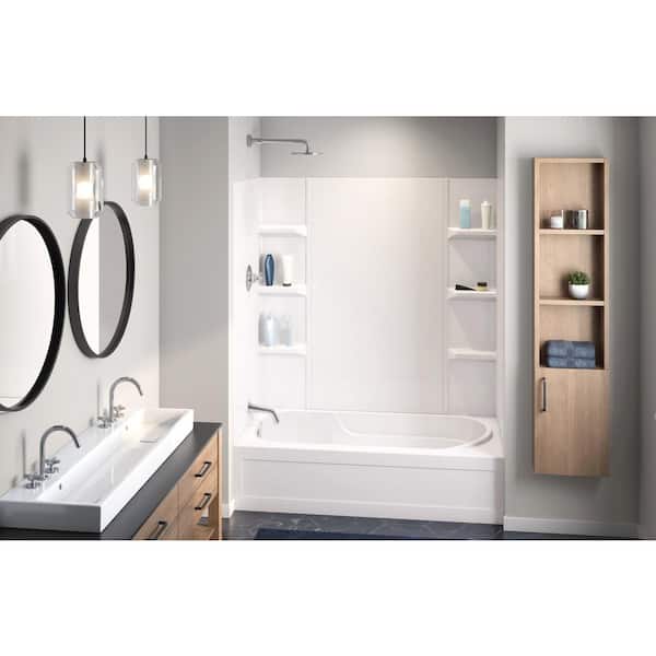 Unbranded 60 in. W x 58 in. H Polystyrene Glue-Up Tub Wall and Shower Surround in Smooth Pattern