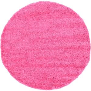 Solid Shag Taffy Pink 6 ft. Round Area Rug