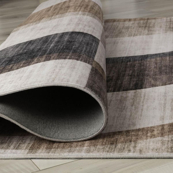 8 ft. x 11 ft. Beige Brown and Gray Checkered Area Rug