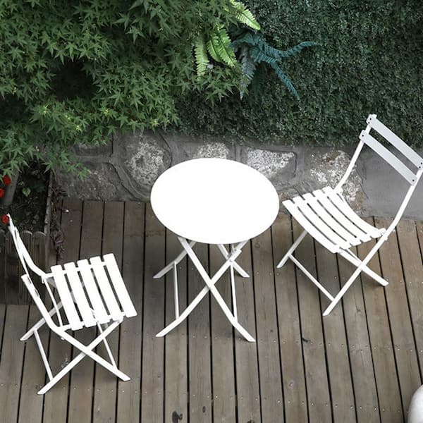 3 PCS Folding Bistro Table hotsell Chairs Set Garden Backyard Patio Furniture White