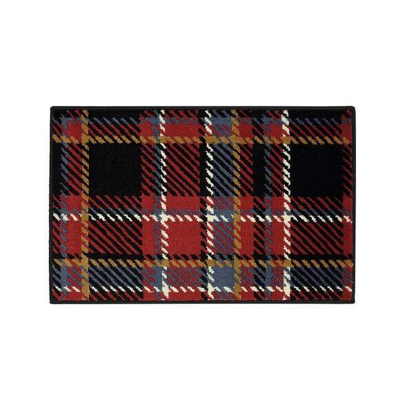 Home Accents Holiday Plaid Celebration 20 in. x 30 in. Woven Holiday Mat