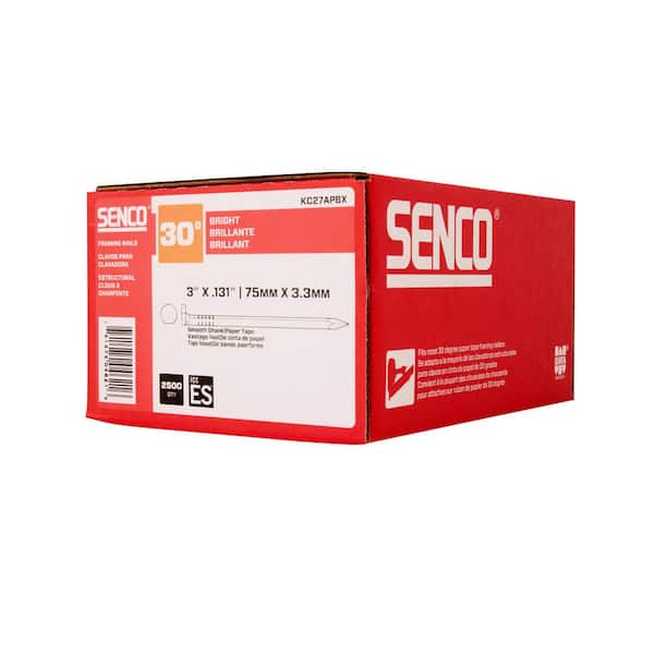 .131 in. x 3-1/4 in. 30° Bright Finish Steel Flat-Head Smooth-Shank Paper Tape Collated Framing Nails Diamond-Tip