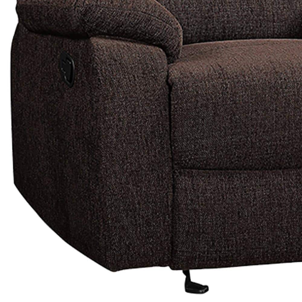 Brown Velvet Recliner with Wood Frame