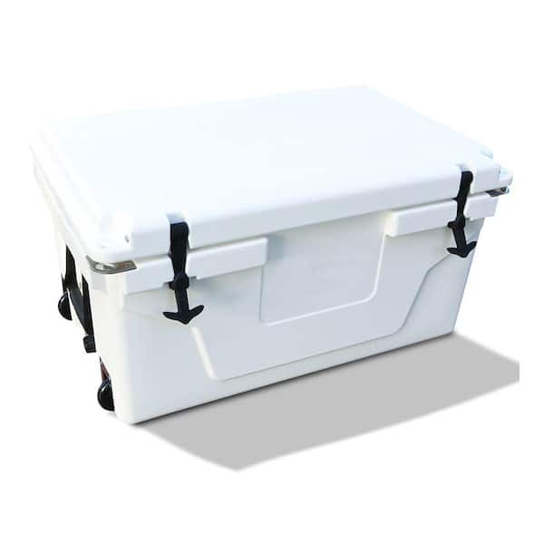 Afoxsos 18 .5 in. W x 29.5 in. L x 15.5 in. H White Portable Ice Box Cooler 65QT Outdoor Camping Beer Box Fishing Cooler, 326075754