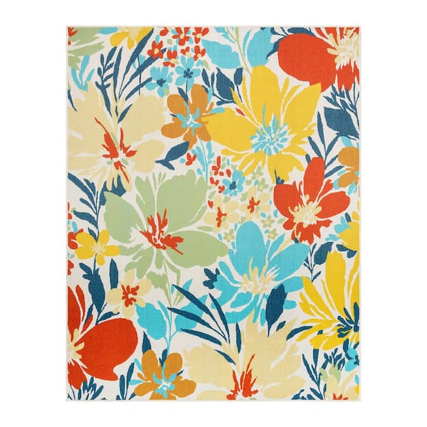 Jona Nelisa Multi-Colored 8 ft. x 10 ft. Floral Indoor/Outdoor Area Rug