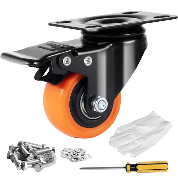 2 in. Swivel Plate Casters, Set of 4 with Safety Dual Lock Noiseless PVC Wheels, 150 lbs. per caster 2025 update