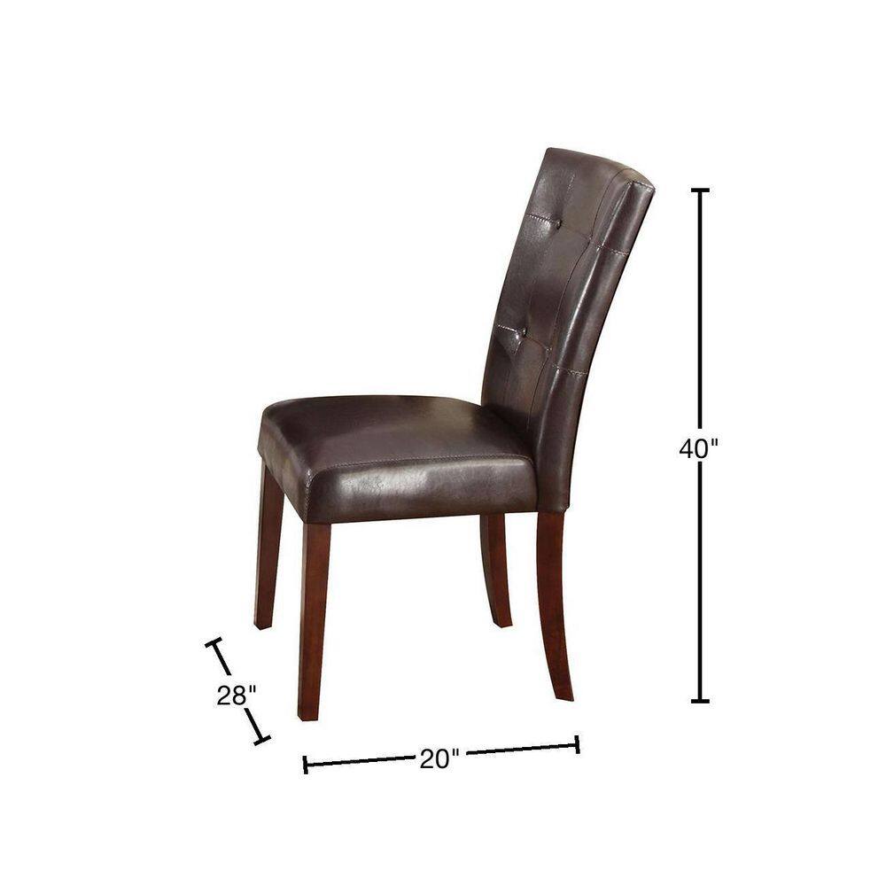 Set of 2 Brown Faux Leather Parsons Dining Chairs
