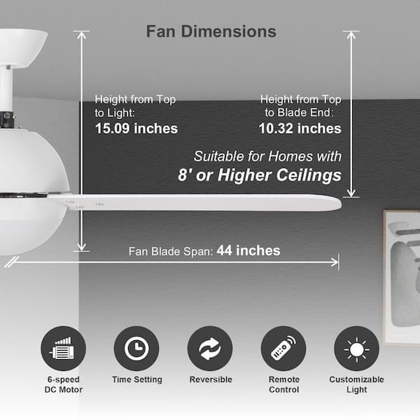 Hampton Bay Phipps 44 in. Indoor Matte White Ceiling Fan with