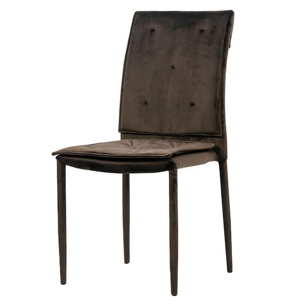 Glamour Home Areli Brown Velvet Dining Chair with Upholstered Legs (Set of 2)