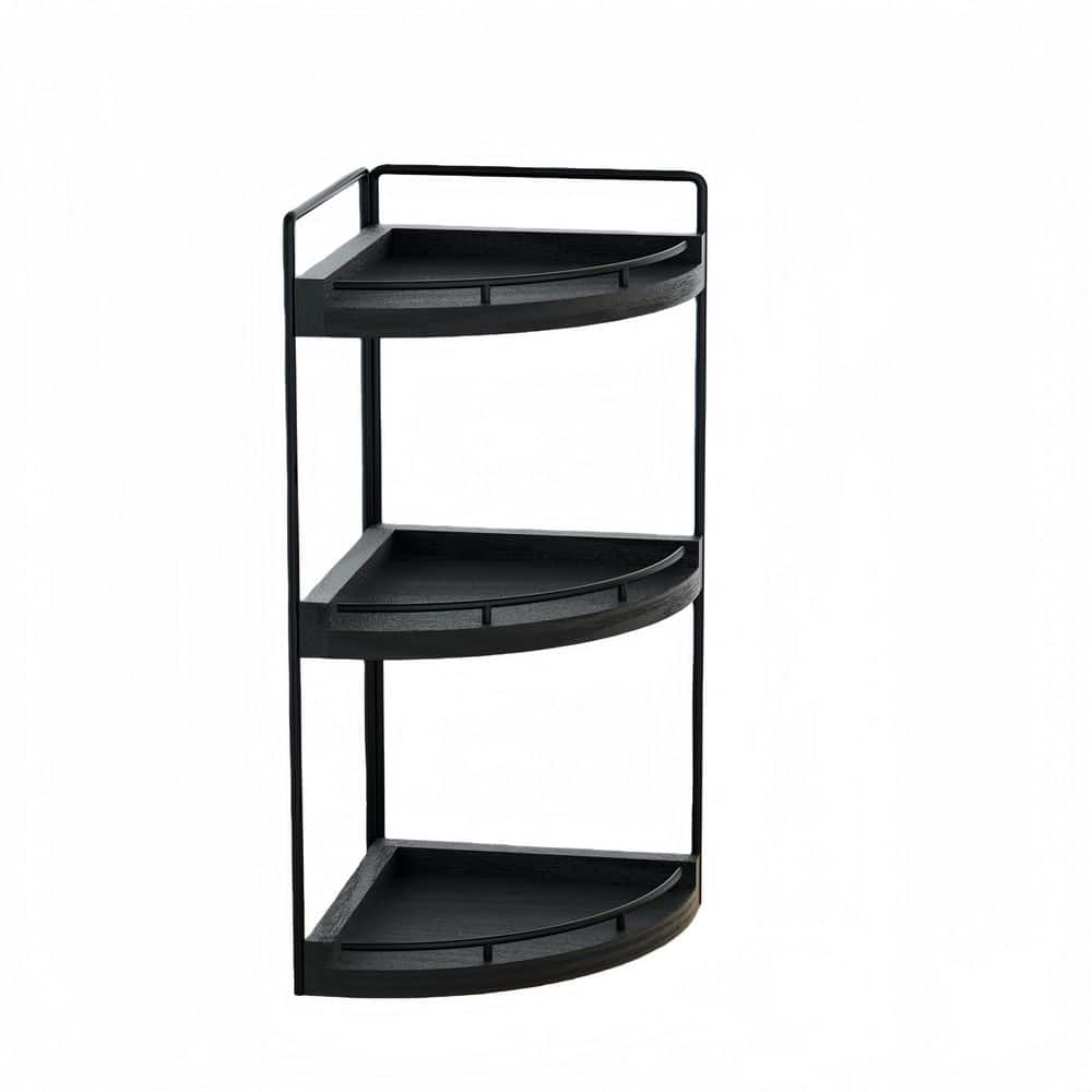 Black Wood Countertop Corner Bathroom Counter Organizer, 3 Tier Bathroom Sink Shelf Countertop for Toiletries Decor price history on PriceWatchPro