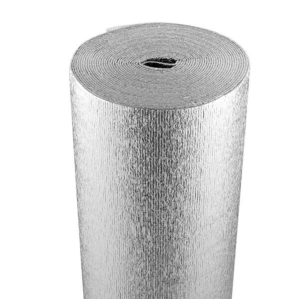 VEVOR Double Reflective Insulation Roll 48 in. x 50 ft. Foam Core Radiant Barrier 3.2 mm Double-Sided Aluminum Foil EPE