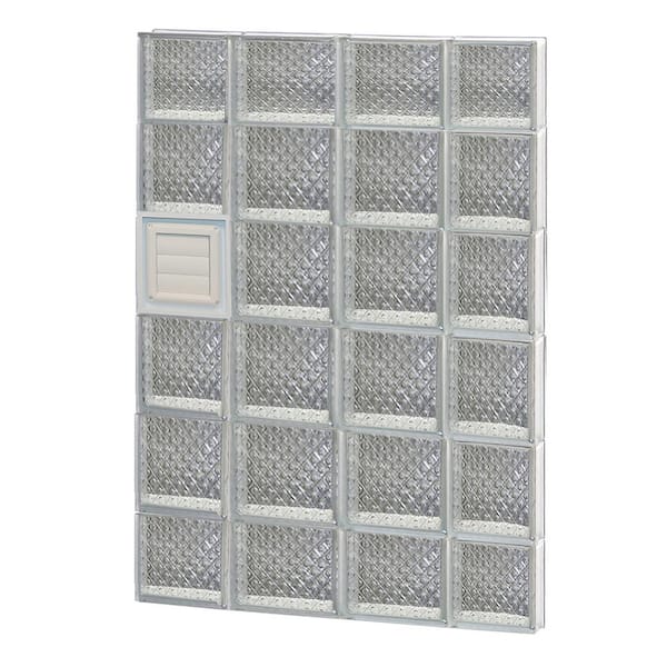 Clearly Secure 27 in. x 42.5 in. x 3.125 in. Frameless Diamond Pattern Glass Block Window with Dryer Vent