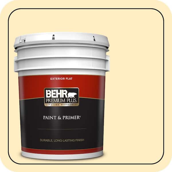 BEHR PREMIUM PLUS 5 gal. #350A-3 Pale Sunshine Flat Exterior Paint & Primer