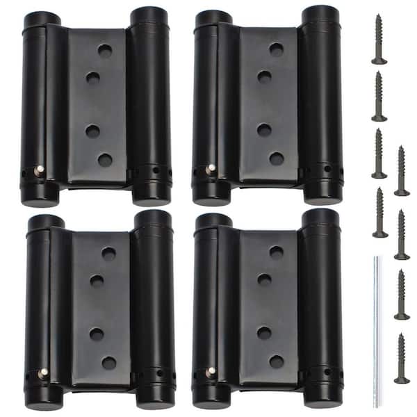 3 in. Double Action Spring Hinges with Pins and Screws, Self Closing Door Hinges for Doors and Cabinet (4-Pack)