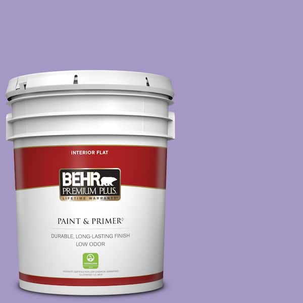 BEHR PREMIUM PLUS 5 gal. #640B-5 Bloomsberry Flat Low Odor Interior Paint & Primer