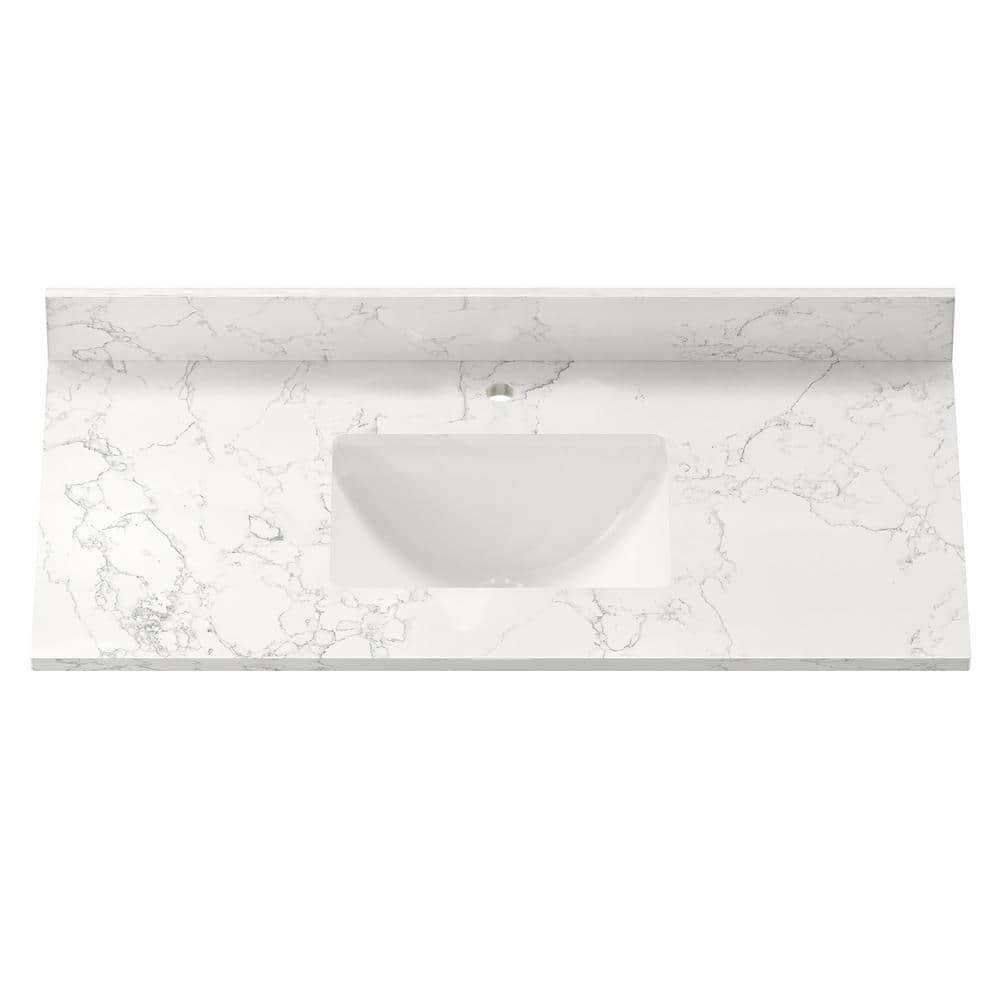 43 in. W x 22 in. D Engineered Stone Composite White Rectangular Single Sin