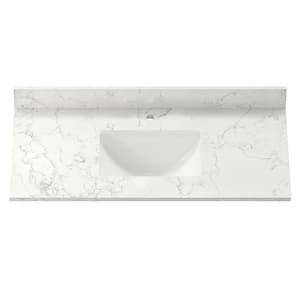 43 in. W x 22 in. D Engineered Stone Composite White Rectangular Single Sink Bathroom Vanity Top in Carrara Jade-1 Hole