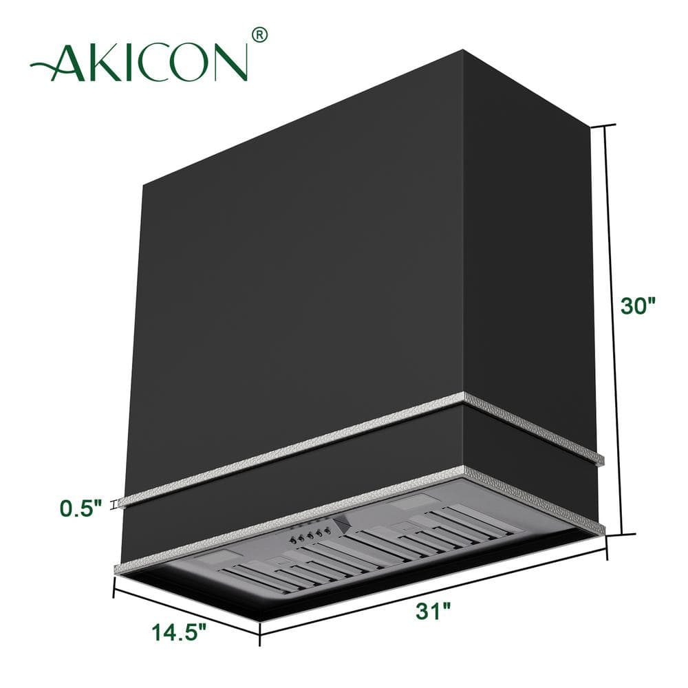 Akicon 30'' Stainless Steel Wall Mounted Range Hood with Charcoal Filter