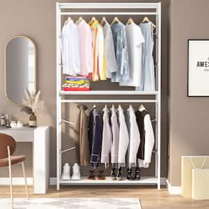 Cynthia White Freestanding Garment Rack with 3 Storage Shelves and 2 Hanging Rod