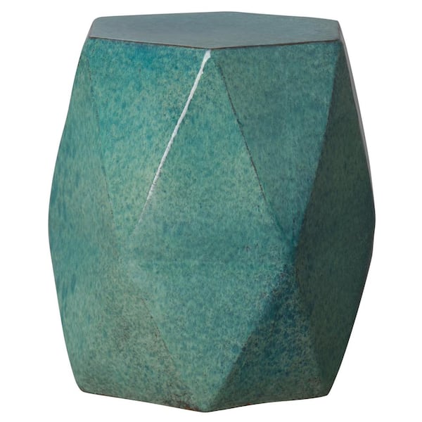 Emissary Brilliant Matrix 22 in. H Teal Hexagon Ceramic Garden Stool